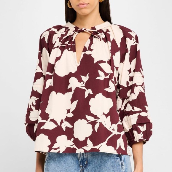 Apiece Apart Tops - Apiece Apart Tule Floral-Print Organic Cotton Top Size XS